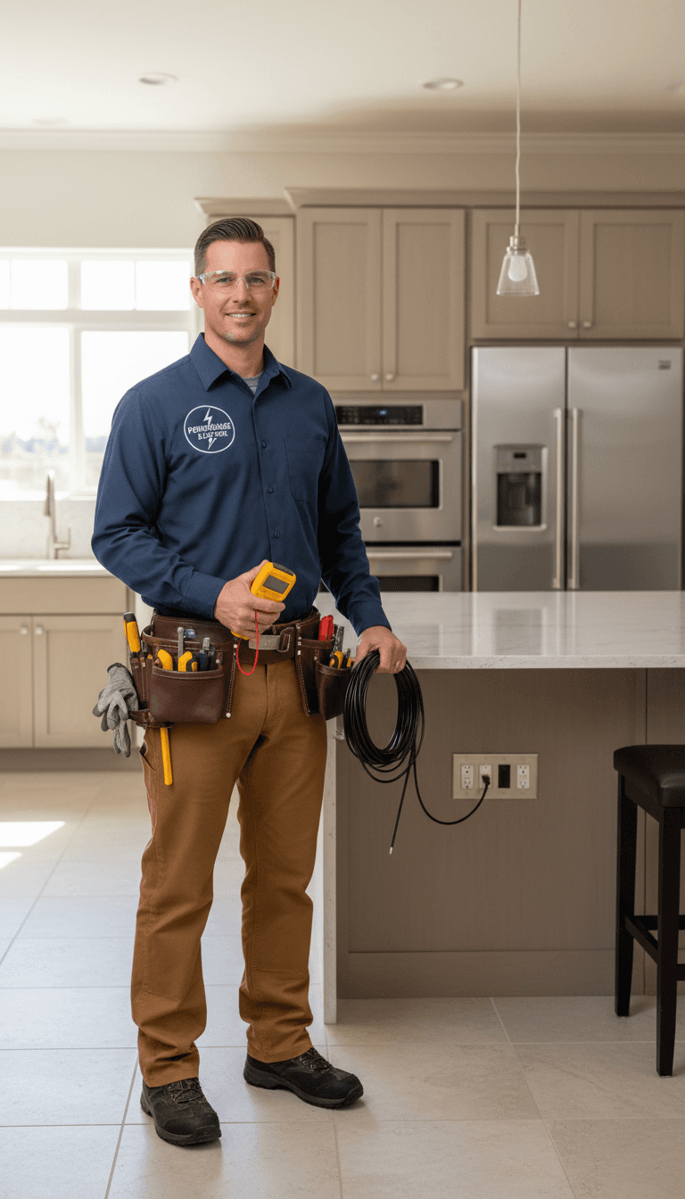 Licensed electrician with tools